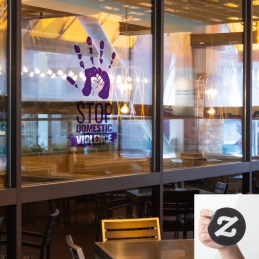 Bewustmaking van huiselijk geweld raamsticker (Restaurant Raam)