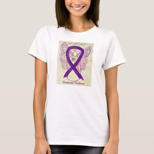 Bewustmaking van huiselijk geweld Ribbon Angel Shi T-shirt (Voorkant)