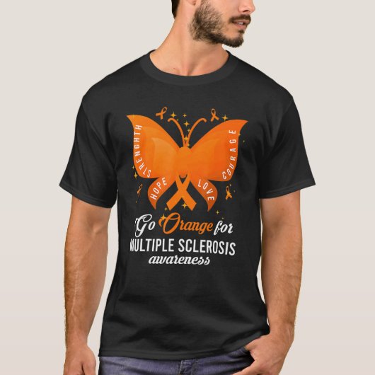 Bewustmaking van Oranje multiple sclerose mevrouw  T-shirt (Voorkant)