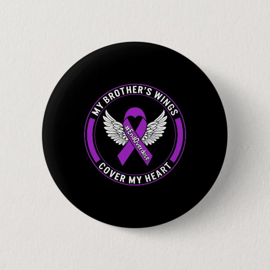 Bewustmaking van overdosering Mijn broer's Wings H Ronde Button 5,7 Cm (Voorkant)