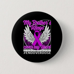 Bewustmaking van overdosering Mijn broer's Wings H Ronde Button 5,7 Cm