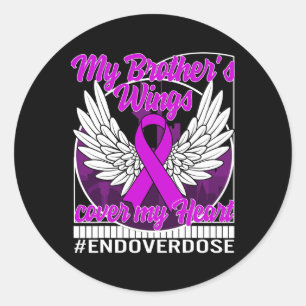 Bewustmaking van overdosering Mijn broer's Wings H Ronde Sticker
