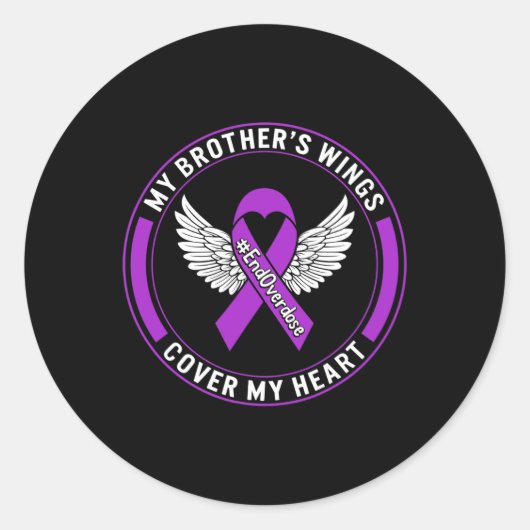 Bewustmaking van overdosering Mijn broer's Wings H Ronde Sticker (Voorkant)