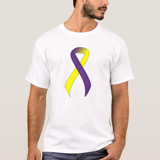 Bewustmaking van Paarse en gele lint T-shirt (Voorkant)