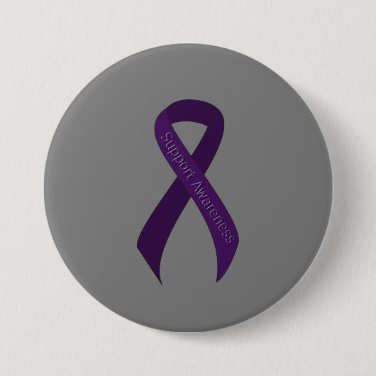 Bewustmaking van Paarse lintondersteuning Ronde Button 7,6 Cm (Voorkant)