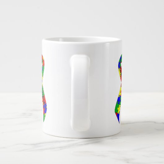 Bewustmaking van Puzzle Ribbon Jumbo Mok (Achterkant)