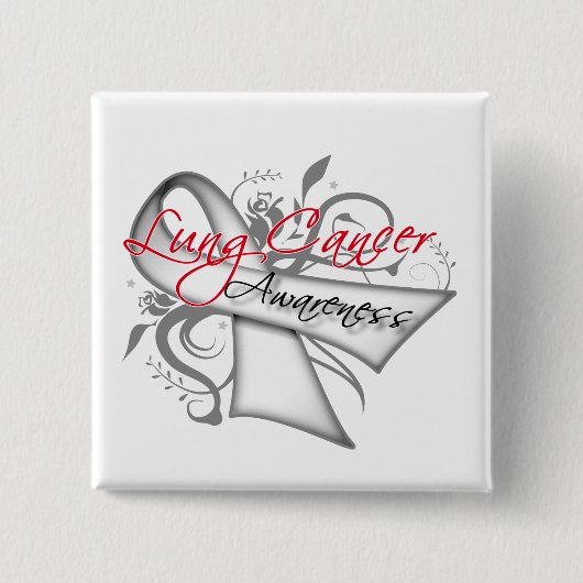 Bewustmaking van scrolllint-lung-kanker vierkante button 5,1 cm (Voorkant)