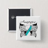 Bewustmaking van tattoo Butterfly - baarmoederhals Vierkante Button 5,1 Cm (Voorkant /achterkant)