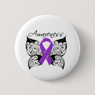 Bewustmaking van tattoo Butterfly - Pancreaskanker Ronde Button 5,7 Cm