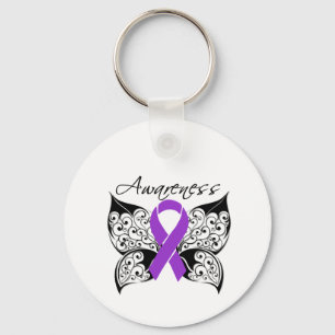 Bewustmaking van tattoo Butterfly - Pancreaskanker Sleutelhanger