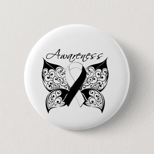 Bewustmaking van tattoo vlinder - kankerverwekkend ronde button 5,7 cm (Voorkant)
