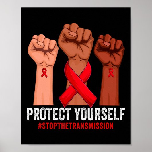 Bewustmaking van uzelf met hiv-aids beschermen poster (Voorkant)