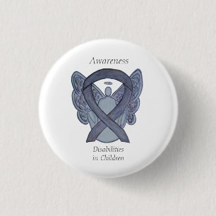 Bewustmaking voor kinderen met een handicap Ribbon Ronde Button 3,2 Cm