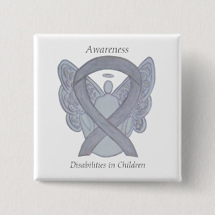 Bewustmaking voor kinderen met een handicap Ribbon Vierkante Button 5,1 Cm
