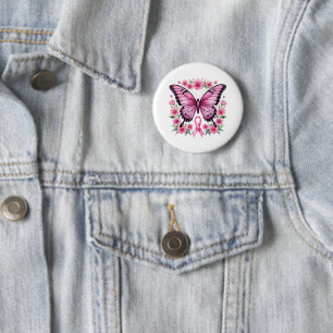 Bewustmaking voor roze koolstofvlinder borstkanker ronde button 5,7 cm