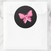 Bewustmaking voor roze koolstofvlinder borstkanker ronde sticker (Tas)