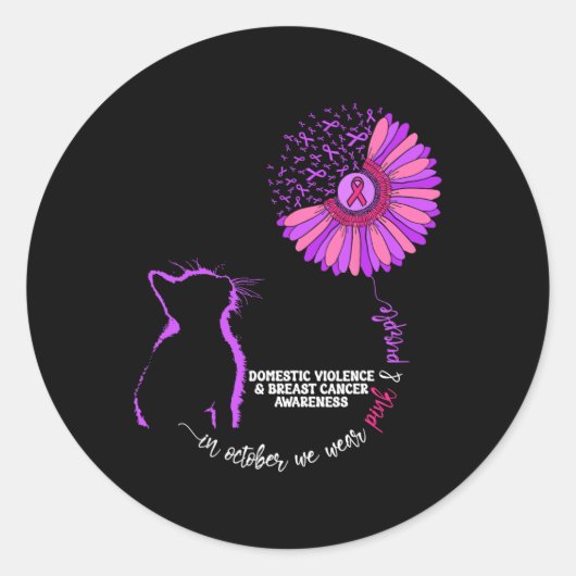 bewustmakingsgroep huiselijk geweld en borstkanker ronde sticker (Voorkant)