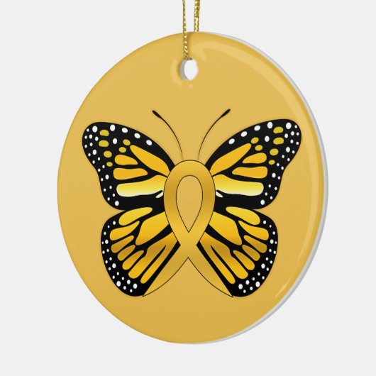 Bewustmakingslint voor kinderkanker Boterfly Keramisch Ornament (Links)