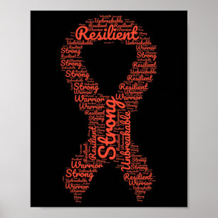 Bewustmakingsmaand Oranje lint met woorden Poster