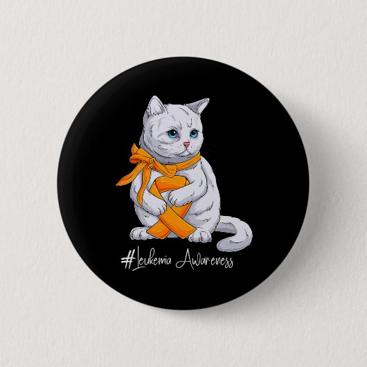 Bewustmakingsmaand Oranje Ribbon Cat Ronde Button 5,7 Cm (Voorkant)
