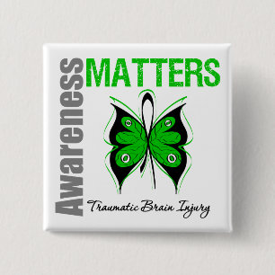 Bewustmakingszaken Butterfly Traumatic Brain Injur Vierkante Button 5,1 Cm