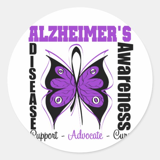 Bewustmakingsziekte Butterfly Alzheimer Ronde Sticker (Voorkant)