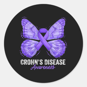 Bewustwording over de ziekte van Crohn Maand Vlind Ronde Sticker