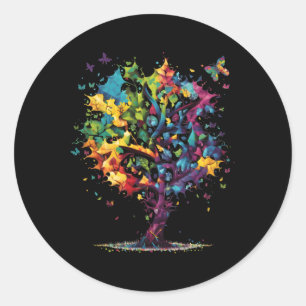 Bewustzijn Autisme Puzzel Stukken Kleurrijke Boom Ronde Sticker