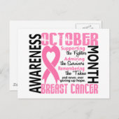 Bewustzijn bij borstkanker Maand Hart 1.5 Briefkaart (Voorkant / Achterkant)