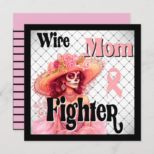 Bewustzijn bij borstkanker Sugar Skull Feestdagenkaart (Voorkant / Achterkant)