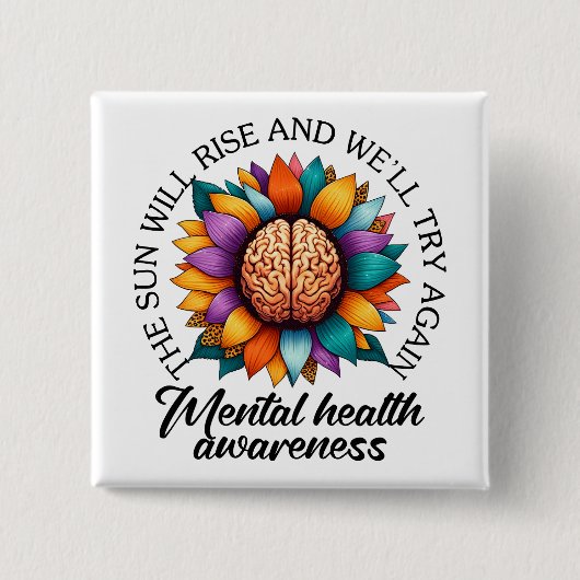 Bewustzijn/ondersteuning van geestelijke gezondhei vierkante button 5,1 cm (Voorkant)
