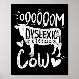 Bewustzijn Oooom Dyslectische Koe Lezen Leren Boer Poster