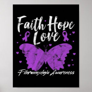 Bewustzijn Paarse Vlinder Fibro Warrior Grunge Poster