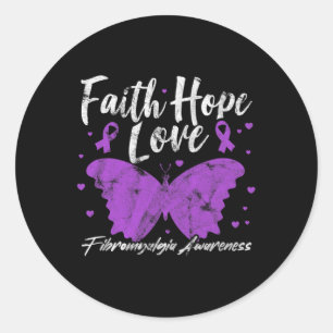 Bewustzijn Paarse Vlinder Fibro Warrior Grunge Ronde Sticker