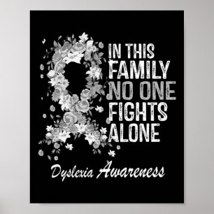 Bewustzijn Shirt Grey Flower Ribbon Awareness Poster