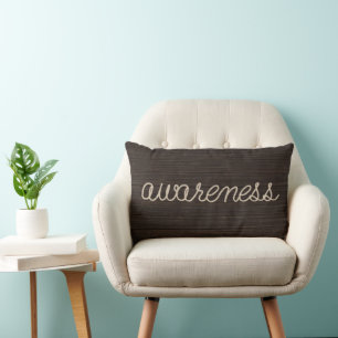 Bewustzijn Touwtekst op donker hout Kussen