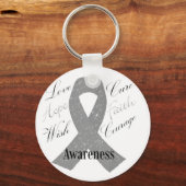 Bewustzijn van grijze-lintkanker sleutelhanger (Voorkant)