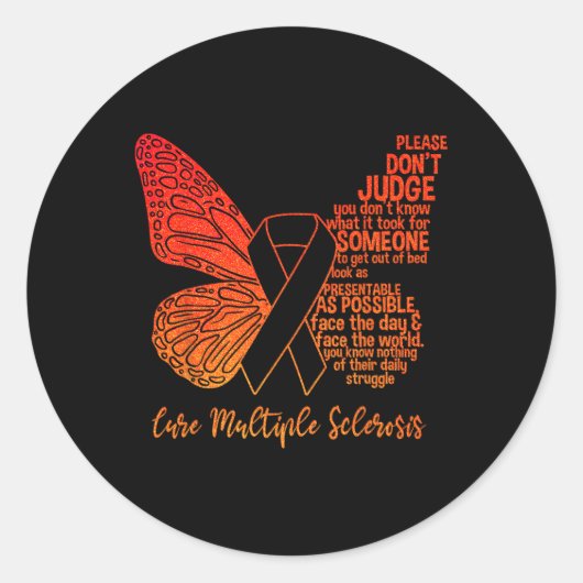 Bewustzijn Vlinder Multiple Sclerosis Awareness Ronde Sticker (Voorkant)