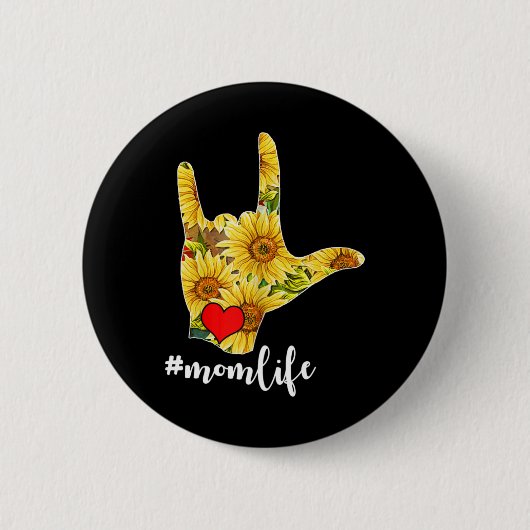 Bewustzijn Vraag Gebarentaal Zonnebloem Ik hou van Ronde Button 5,7 Cm (Voorkant)