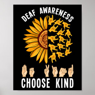 Bewustzijn Zonnebloem Handteken ASL Gehoorverlies Poster