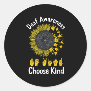 Bewustzijn Zonnebloem Kies Kind Geel Lint Asl Ronde Sticker
