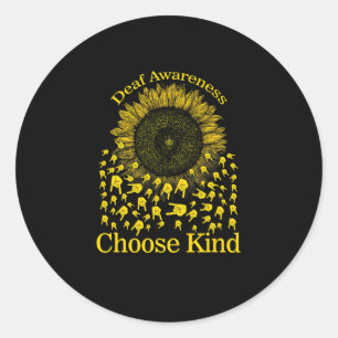 Bewustzijn Zonnebloem Kies Kind Geel Lint Asl Ronde Sticker