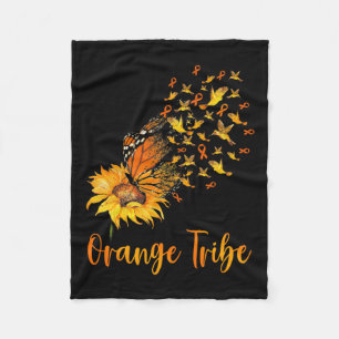 Bewustzijn Zonnebloem Vlinder Sinaasappel Ribbon T Fleece Deken
