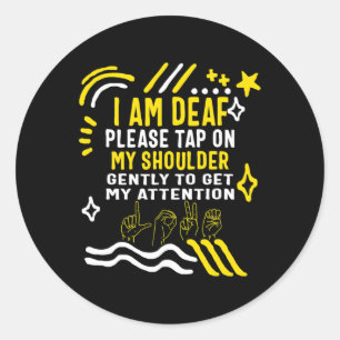 Bewustzijnsmaand Ik ben doof Tik op mijn schouder Ronde Sticker