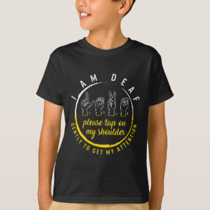 Bewustzijnsmaand Ik ben doof Tik op mijn schouder T-shirt