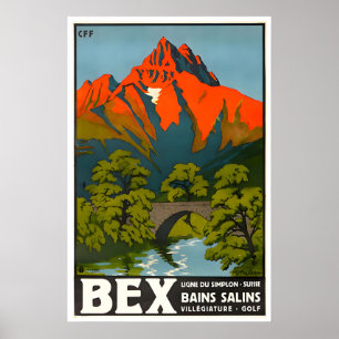 Bex Zwitserland Poster Zwitserse Bergen Kunst Vint