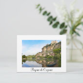 Beynac-et-Cazenac in Dordogne White text briefkaar Briefkaart (Staand voorkant)