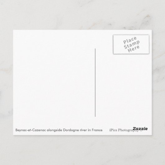 Beynac-et-Cazenac in Dordogne White text briefkaar Briefkaart (Achterkant)