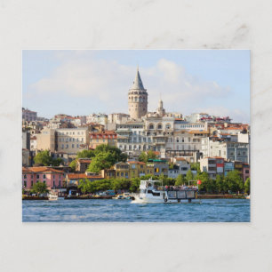 Beyoglu District en Galata Tower in Istanbul Briefkaart