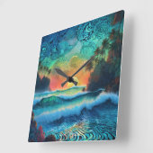 Beyond Blues Zeegezicht Vierkante Klok (Hoek)